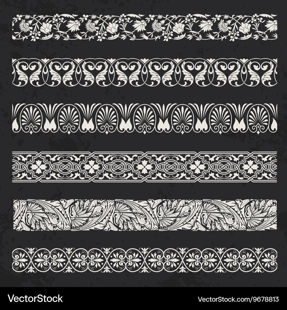 Decorative seamless ornamental borders Royalty Free Vector