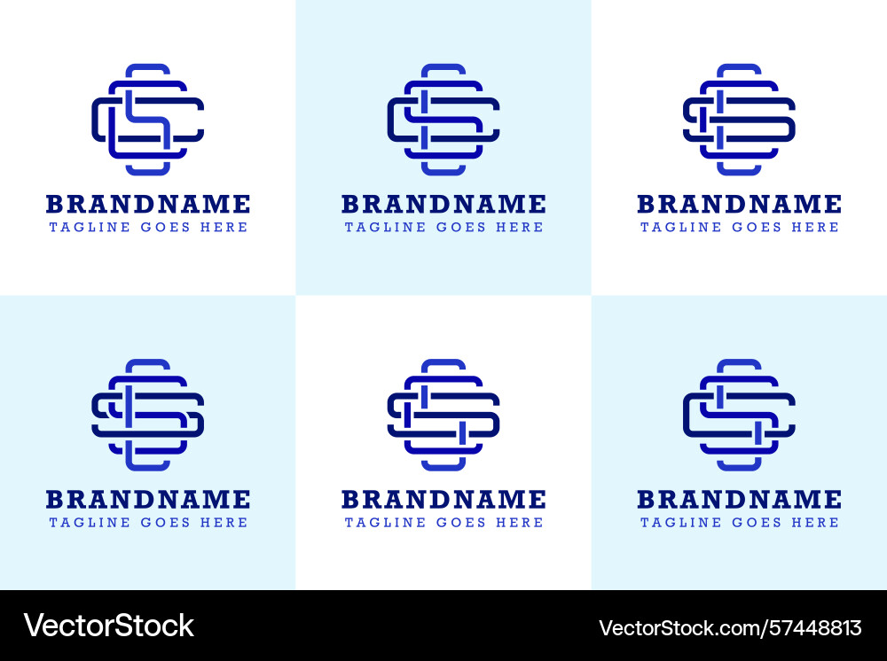 Letters csc scc ccs css scs ssc monogram logo set vector image