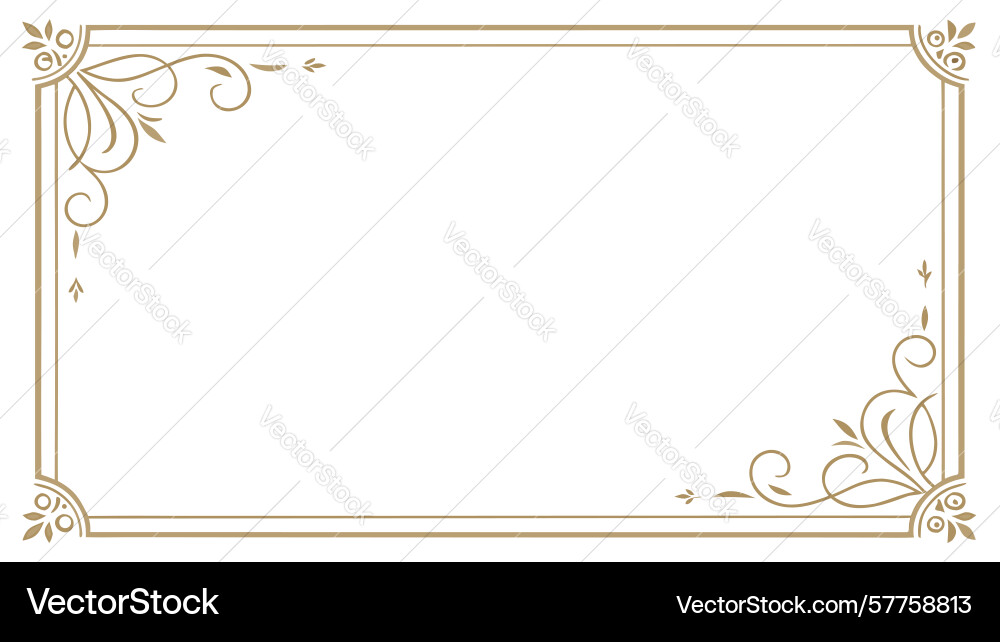 Minimalist rectangular frame with ornate corners vector image
