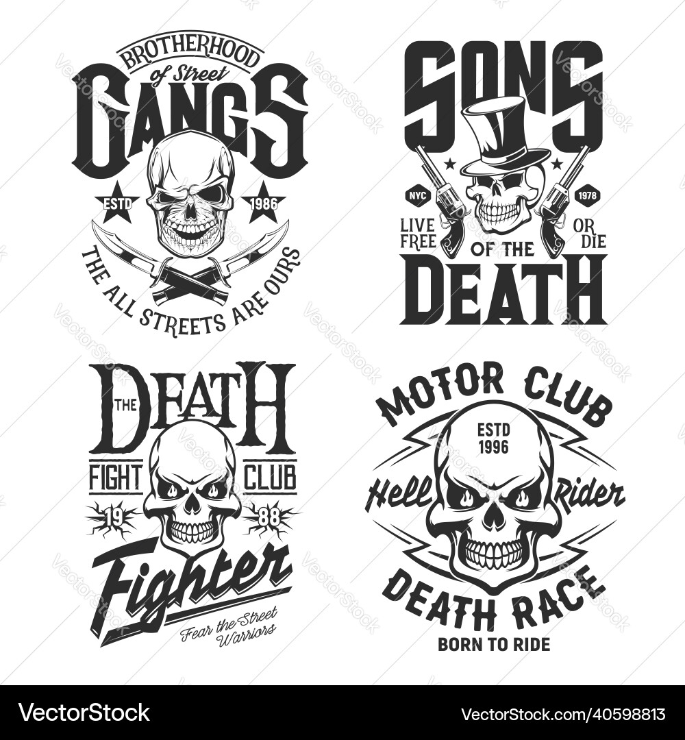 Skull Motorcycle Rider Prints vector image