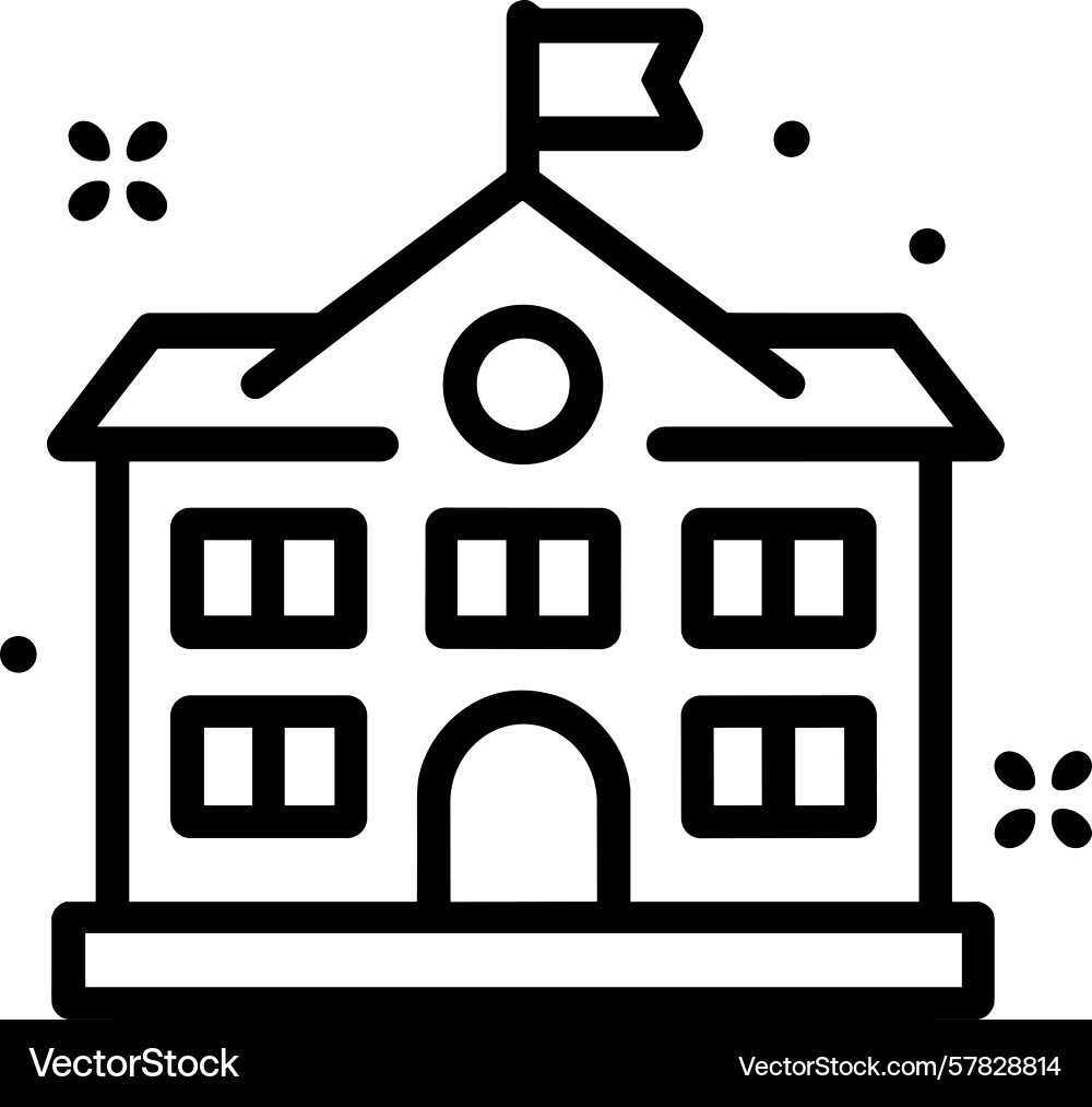 Building with flag and windows in a simple line Building with flag and windows in a simple line vector image