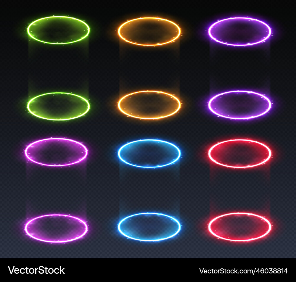 Magic portals futuristic neon tunnels glowing vector image