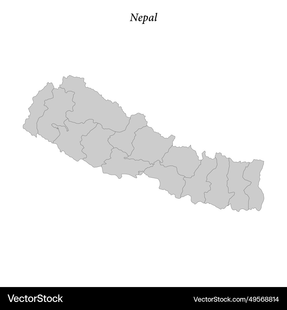 Simple flat map of nepal with borders Simple flat map of nepal with borders vector image
