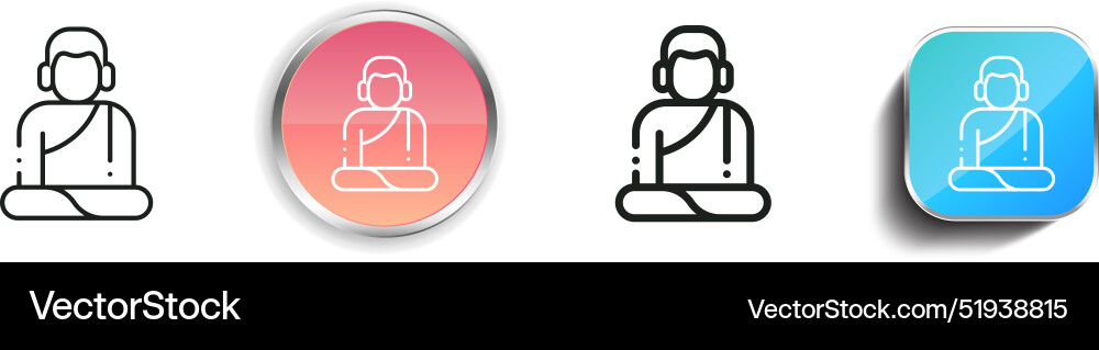Buddhism icon thin linear regular and button Buddhism icon thin linear regular and button vector image