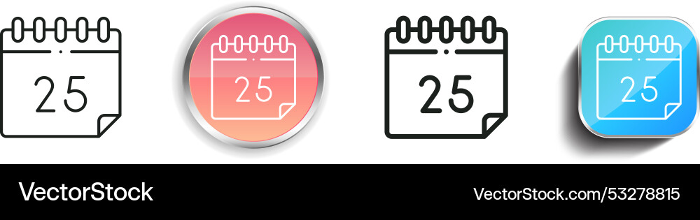 December icon thin linear regular and button vector image