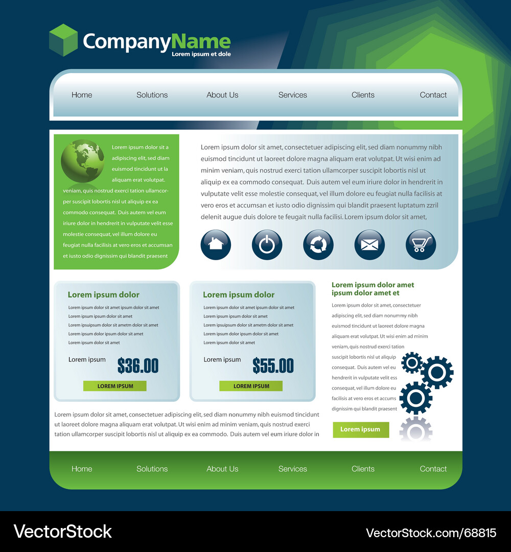 Globe Website Template Vector Image