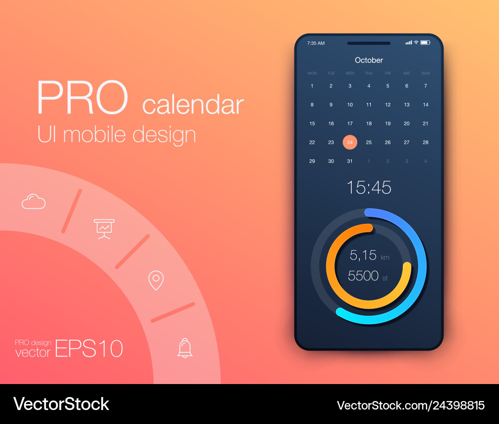 Mobile phone application for analytics stock Vector Image