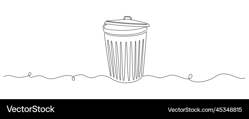 One continuous line drawing of metallic garbage One continuous line drawing of metallic garbage vector image