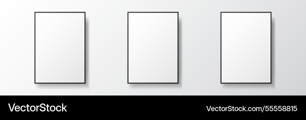 Poster mockup set empty photo frames with soft vector image