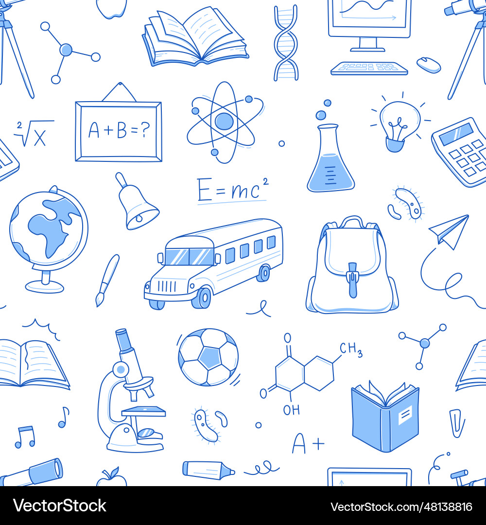 Back to school seamless pattern doodle hand drawn Back to school seamless pattern doodle hand drawn vector image