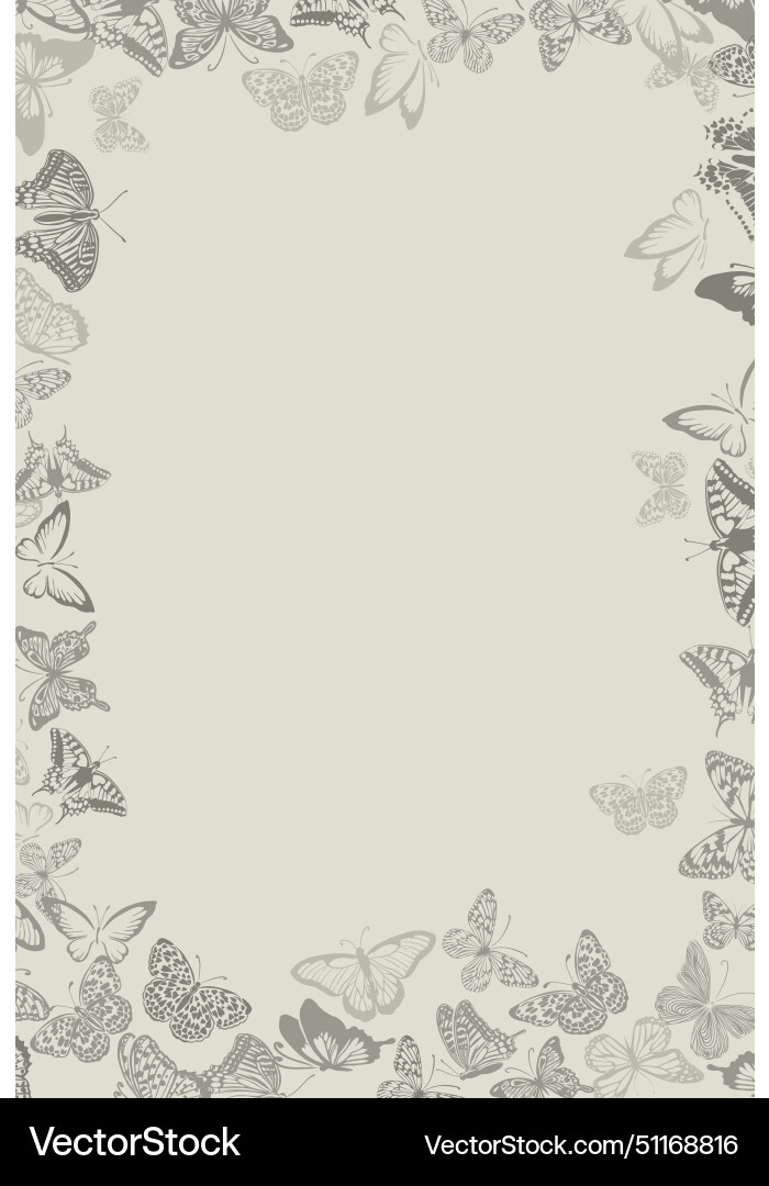 Background frame with vintage beige butterflies Background frame with vintage beige butterflies vector image