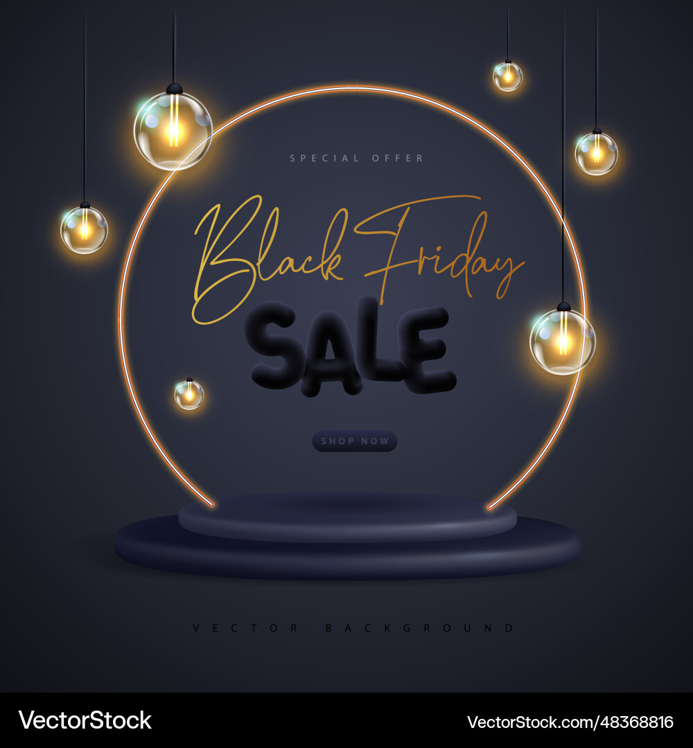 Black friday big sale poster with 3d letters vector image