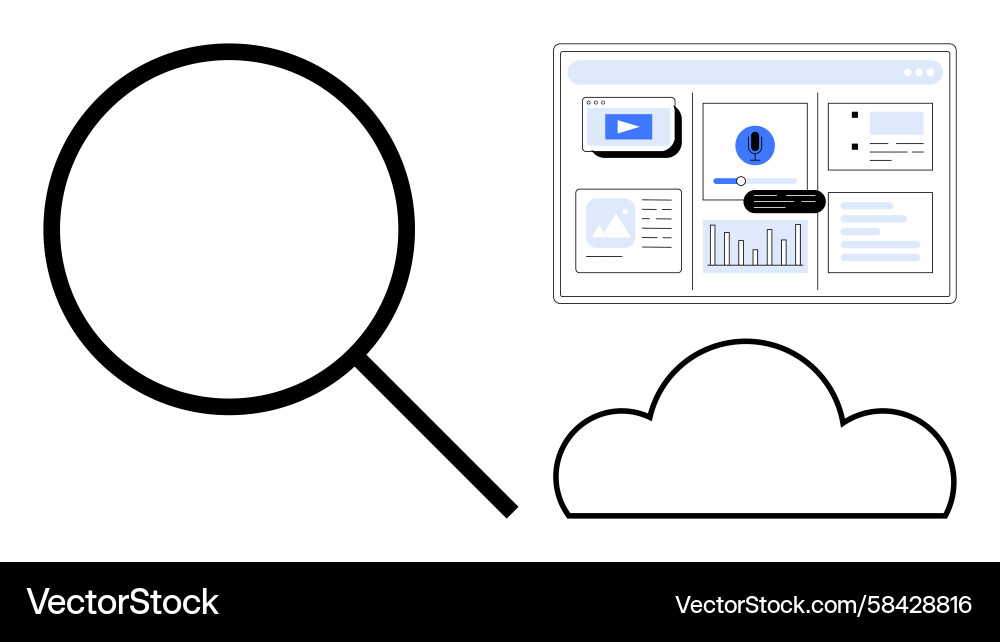 Cloud Data Analytics & Monitoring Vector Image