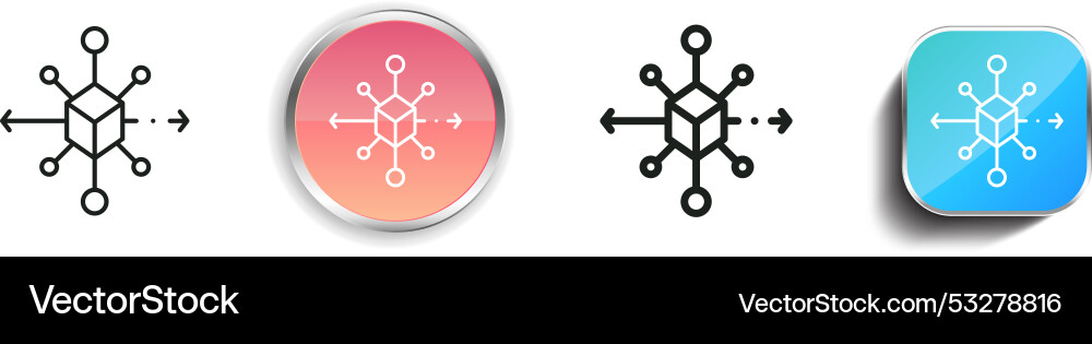 Decentralized icon thin linear regular and button vector image