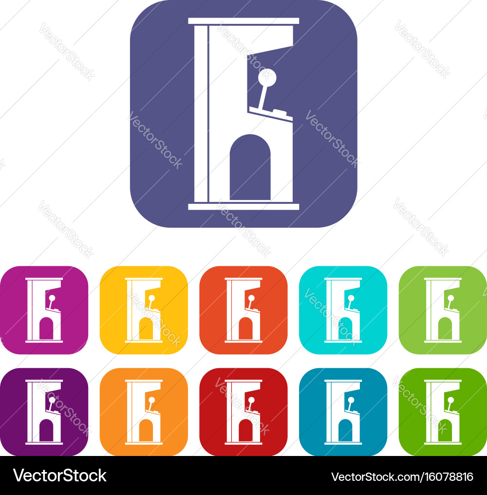 Retro style arcade game machine icons set vector image