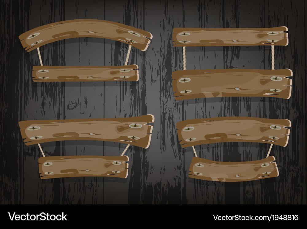 Rustic Wooden Banners and Ribbons Vector Image