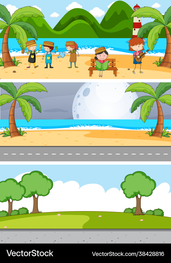 Set different horizontal scenes background Set different horizontal scenes background vector image