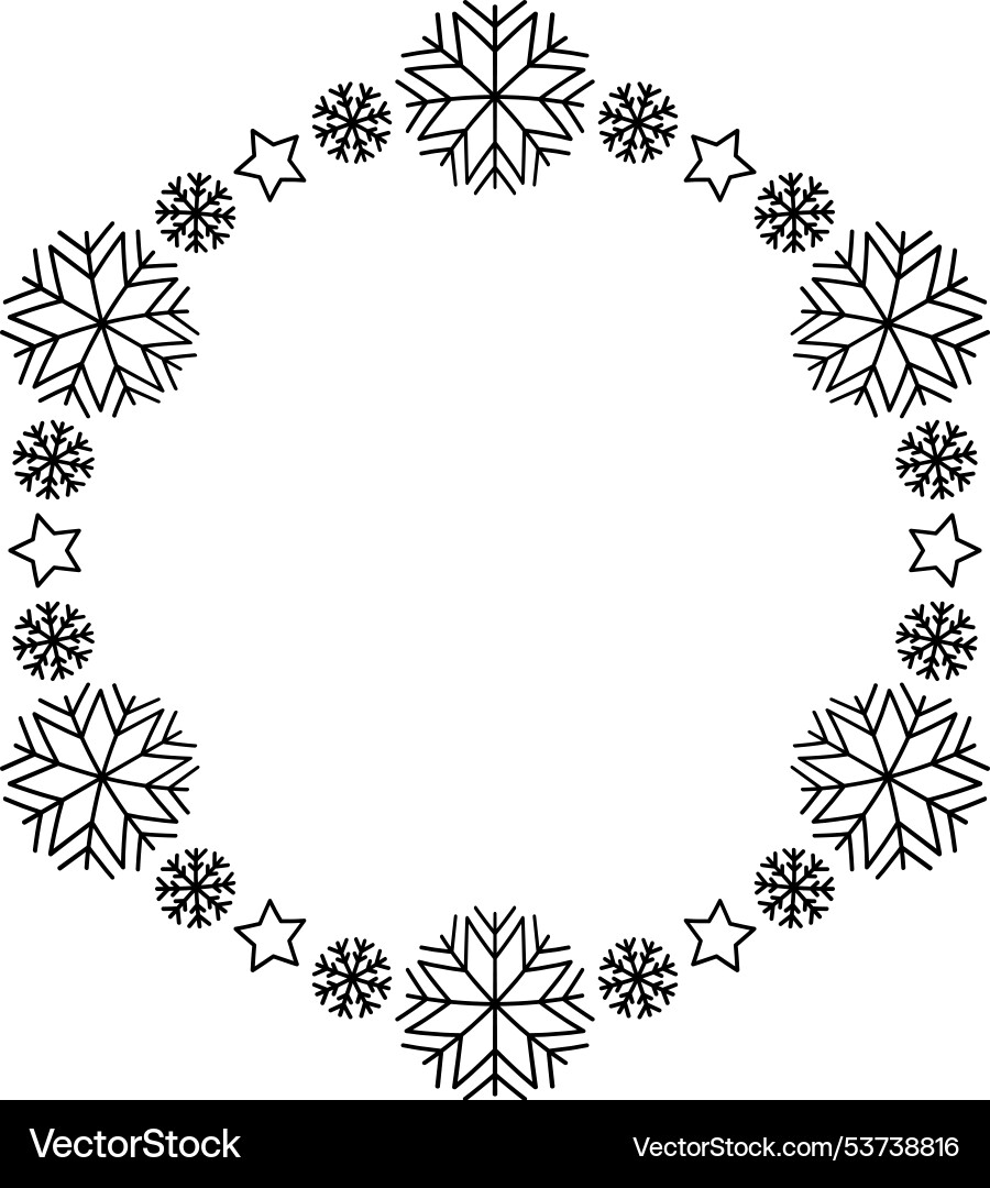 Snowflake circle frame winter round vector image
