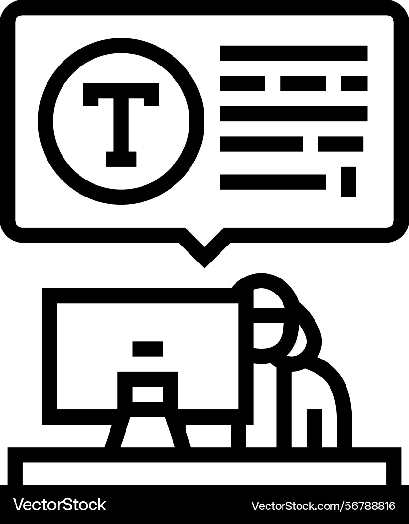 Typing computer office assistant line icon Typing computer office assistant line icon vector image