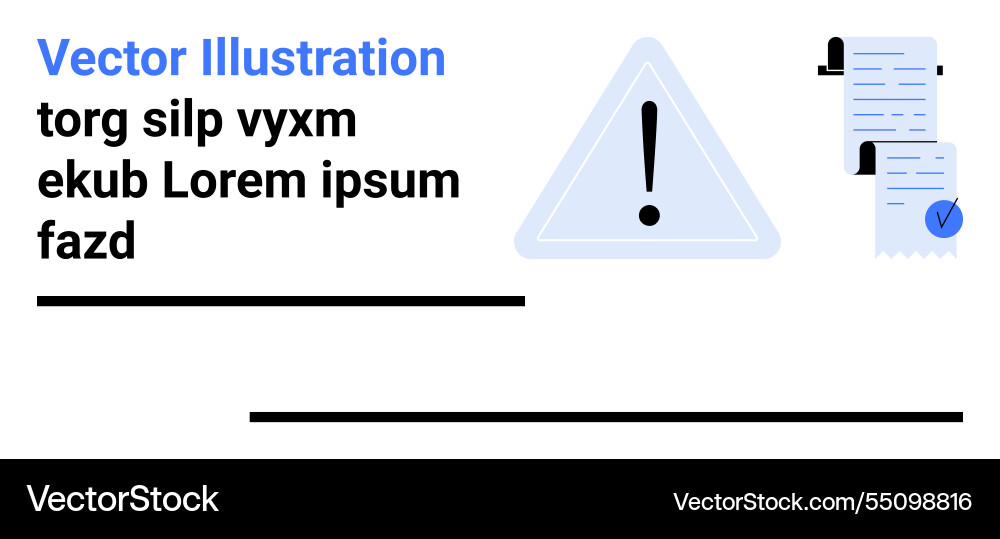 Warning sign with text and documents for web Warning sign with text and documents for web vector image