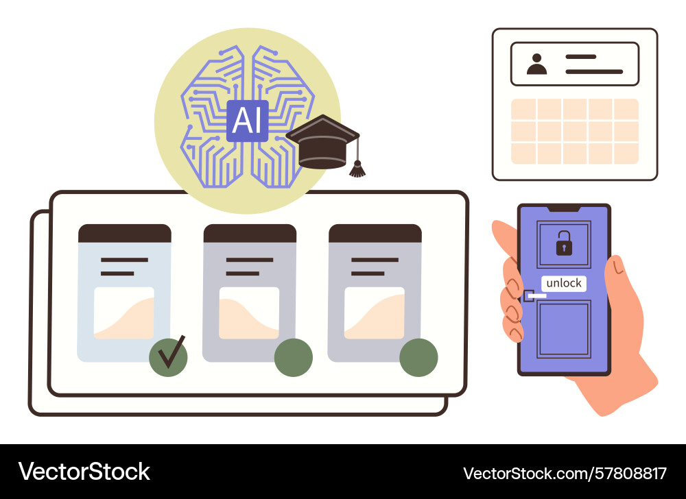 Ai-powered decision-making with mobile access Ai-powered decision-making with mobile access vector image