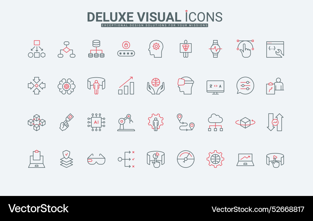 Ai smart technology line icons set robot and vr Ai smart technology line icons set robot and vr vector image