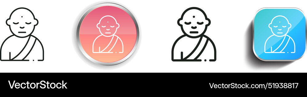 Buddhist icon thin linear regular and button Buddhist icon thin linear regular and button vector image