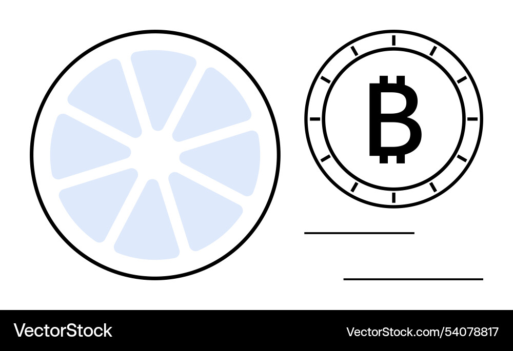Cryptocurrency and blockchain concept with bitcoin Vector Image