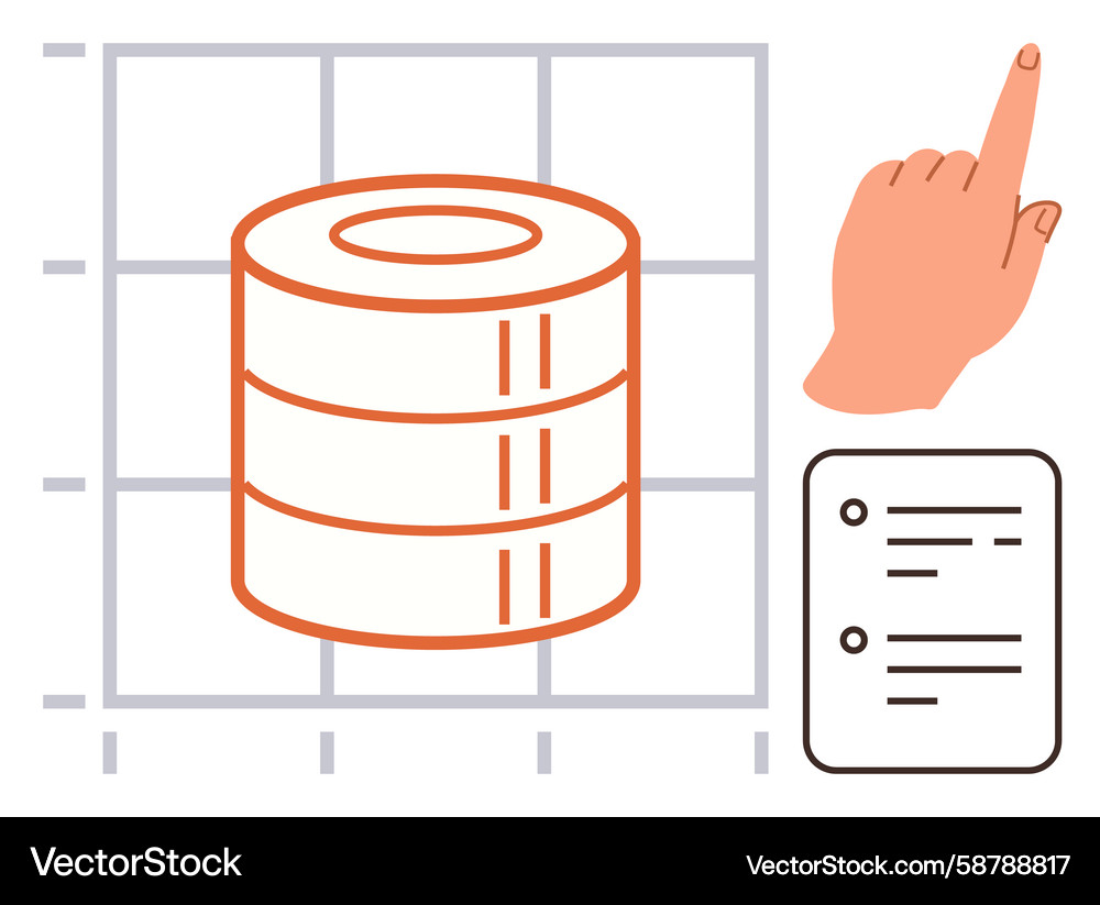 Data storage analysis with database icon hand Data storage analysis with database icon hand Vector Image
