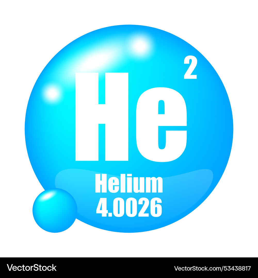 Helium element icon atomic symbol he number two Vector Image