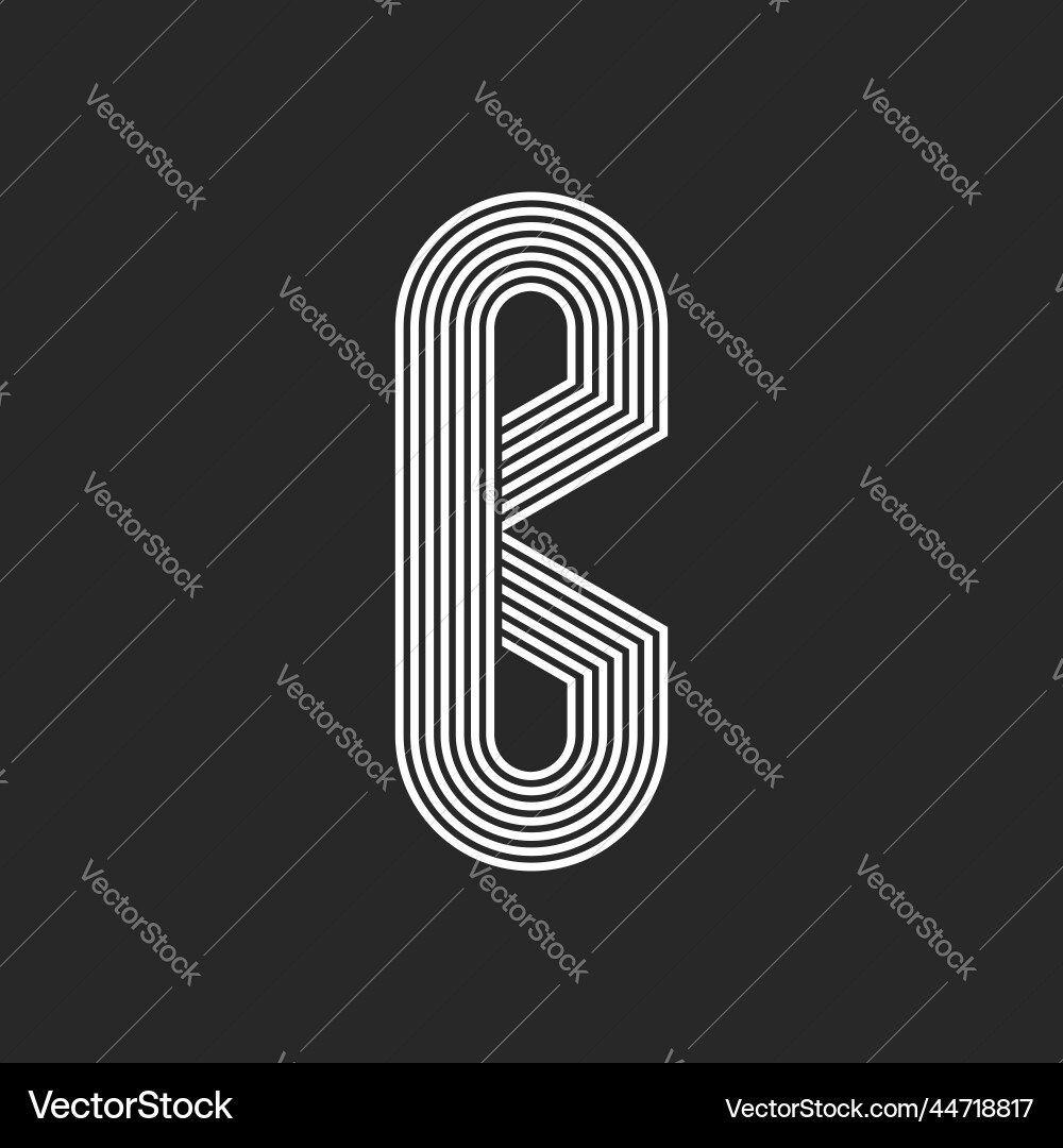 Letter b logo monogram black and white striped vector image