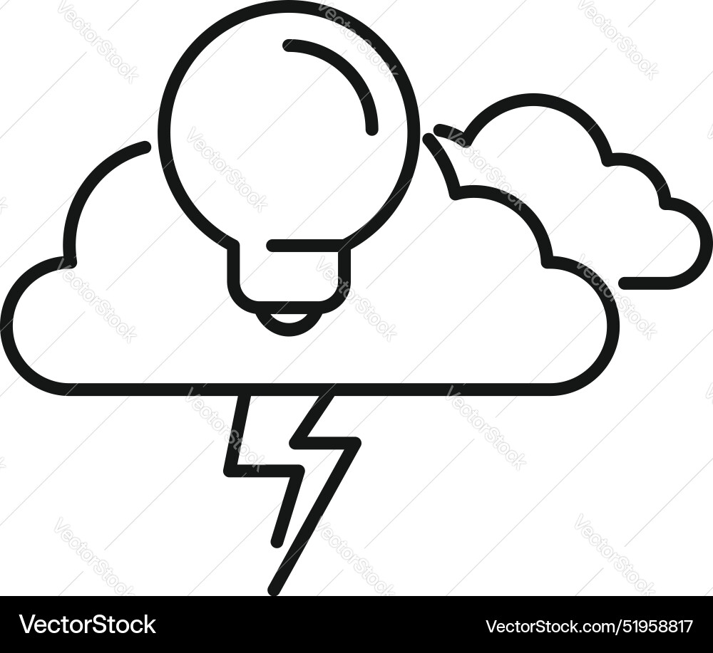 Light bulb floating on a cloud producing Light bulb floating on a cloud producing vector image
