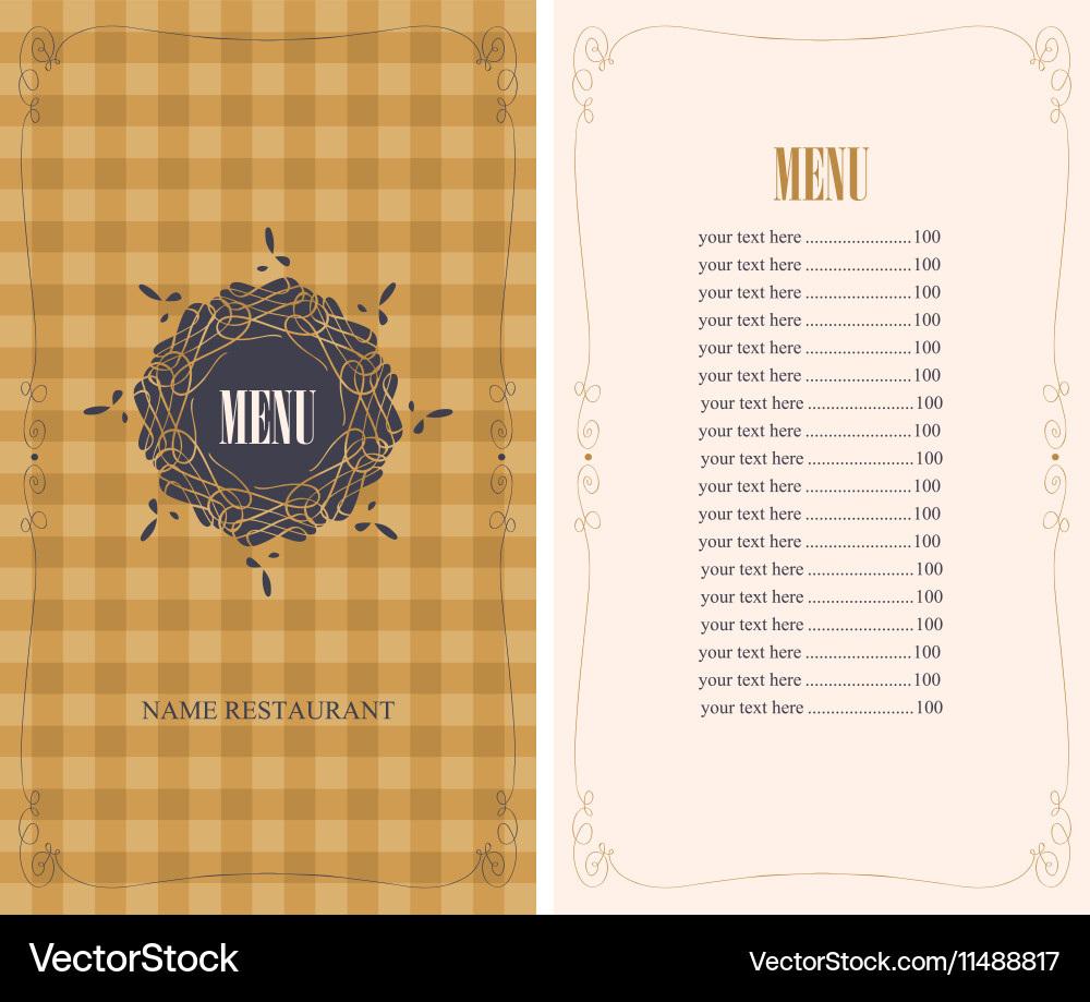 Template menu with price vector image