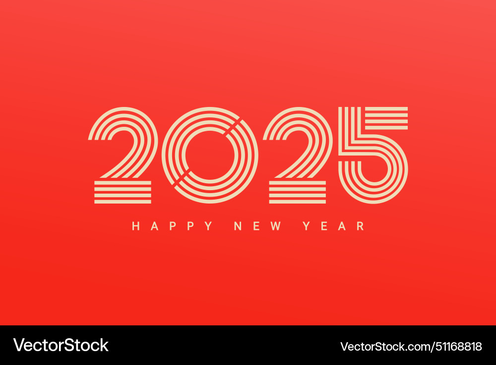 2025 new year simple linear bannernumbers - lines vector image