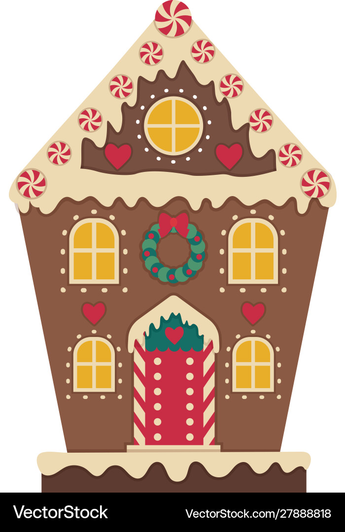 Christmas gingerbread house decorated with icing Christmas gingerbread house decorated with icing vector image