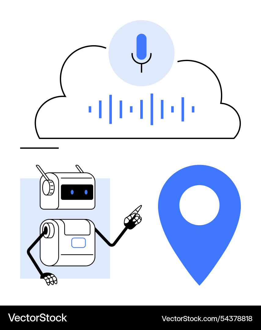 Cloud voice recognition ai robot interaction vector image