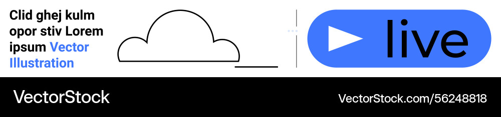 Cloud with streaming play button and live label vector image