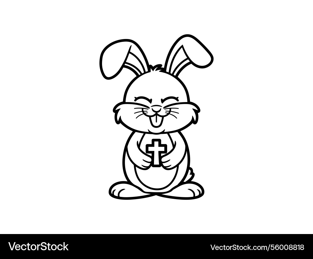 Easter bunny cross line art christian rabbit Vector Image