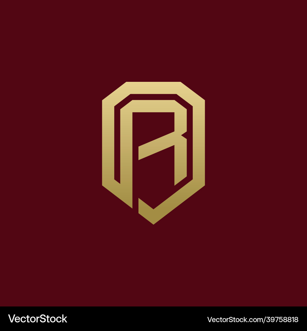Elegant initial r shield secure logo design vector image