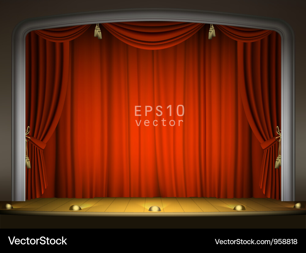 Empty Stage with Red Curtains Vector Image