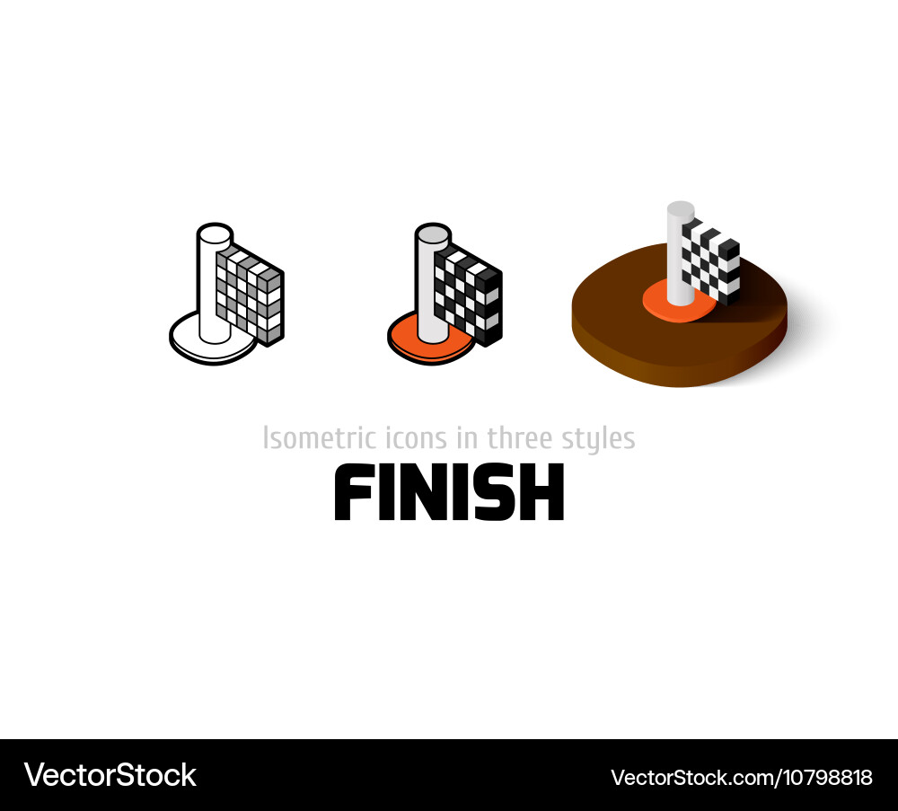 Finish icon in different style vector image