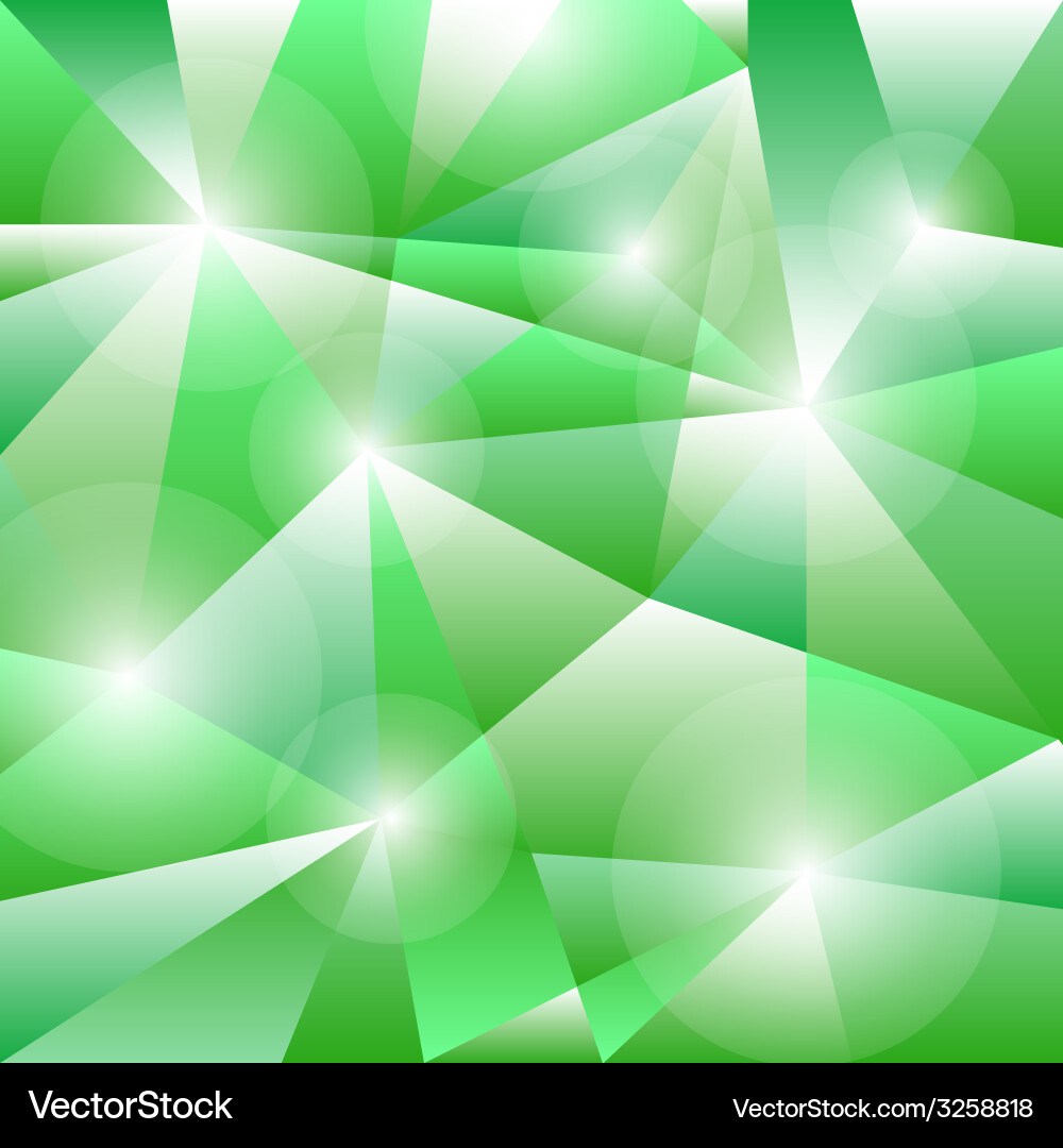 Geometric pattern with green triangles background vector image