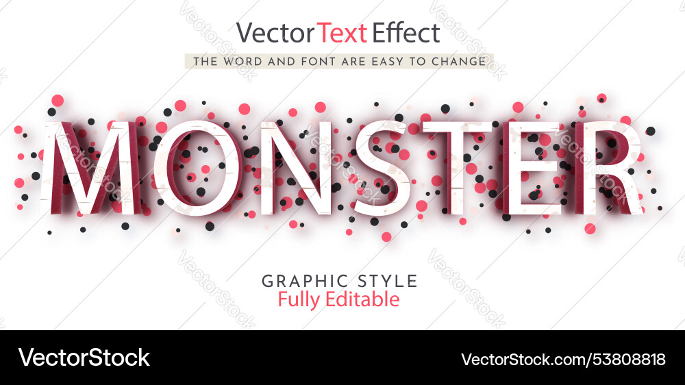 Red Monster Text Effect - Editable Vector Image
