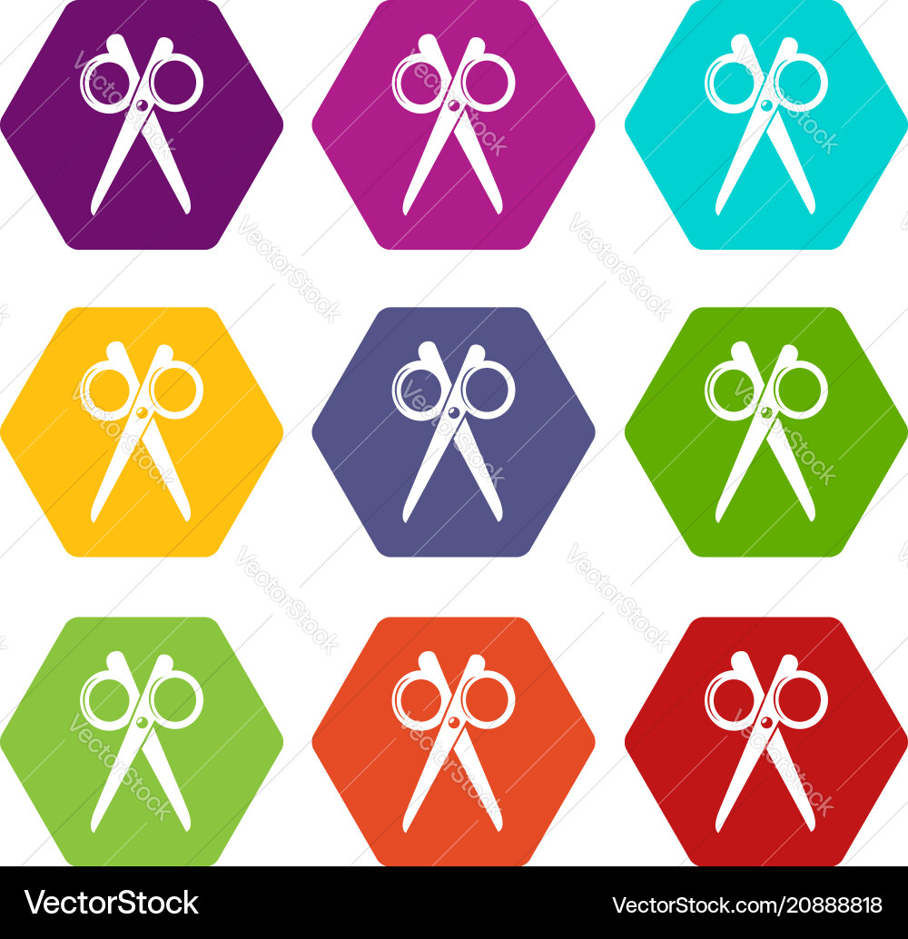 Scissors icons set 9 Scissors icons set 9 vector image