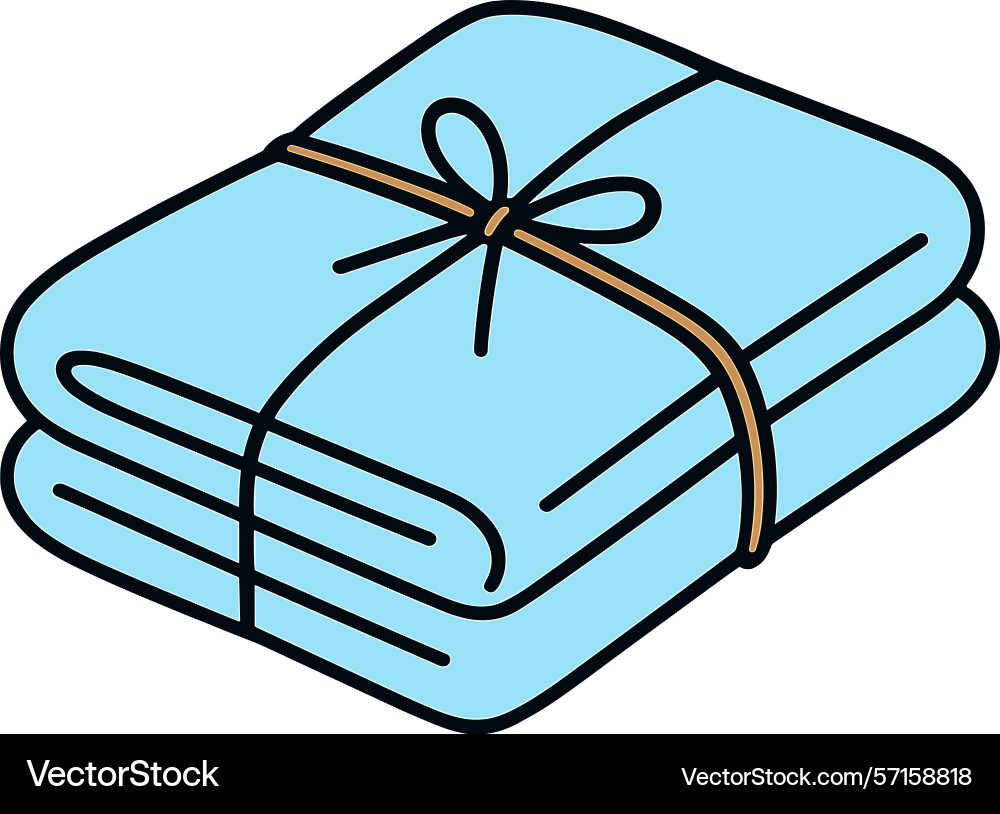 Soft blue towels neatly stacked with a simple bow Soft blue towels neatly stacked with a simple bow vector image