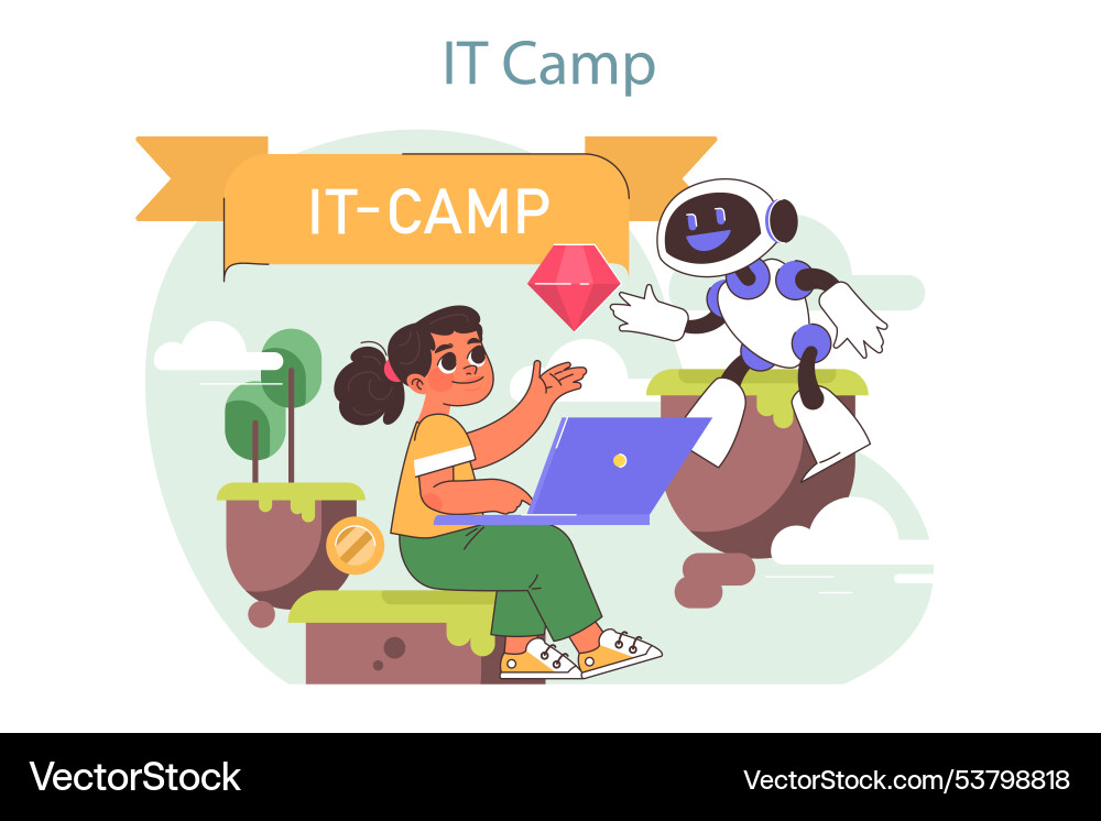 Tech camp for children computer science ai vr vector image