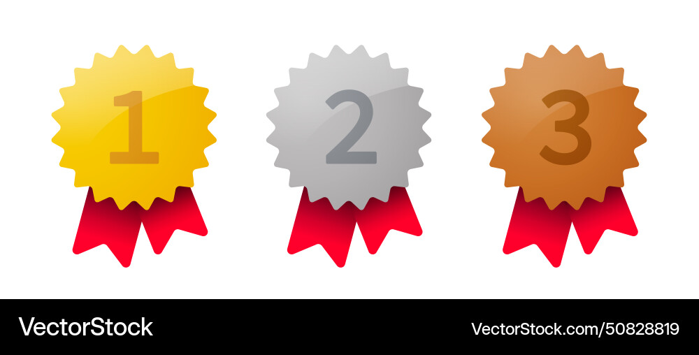 Award medal set first second and third place Vector Image