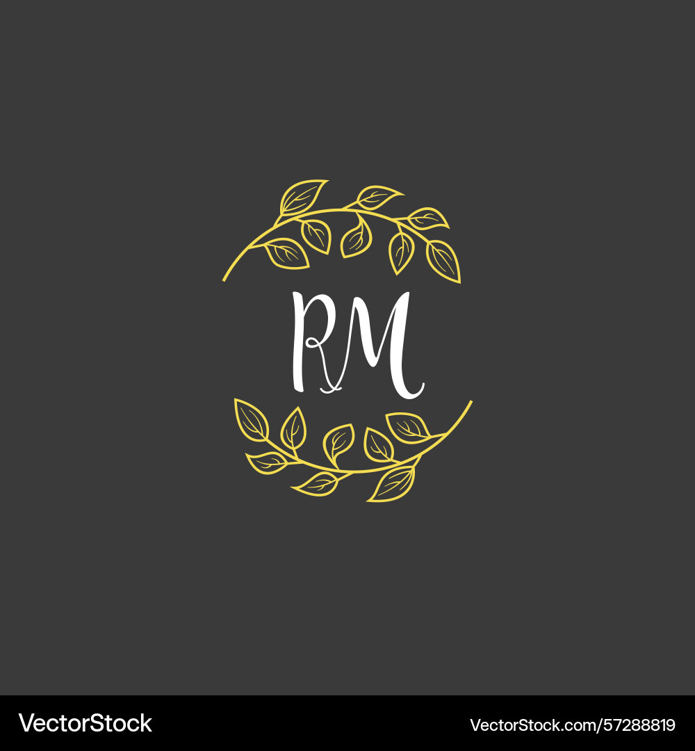 Botanical monogram logos with initial rm Vector Image