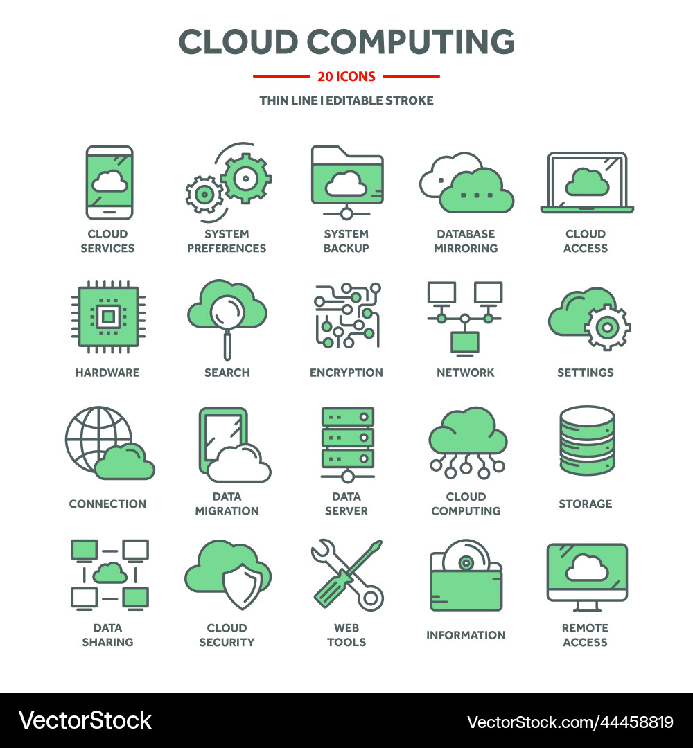 Cloud computing and internet technology database Cloud computing and internet technology database vector image