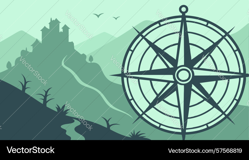 Compass in abstract circular design vector image